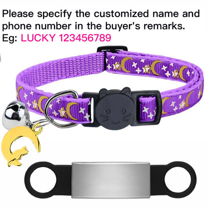 Personalized Cat Collar with Bell, Custom Engraved ID Tag, Glow Anti-Lost Collar for Kittens & Puppies