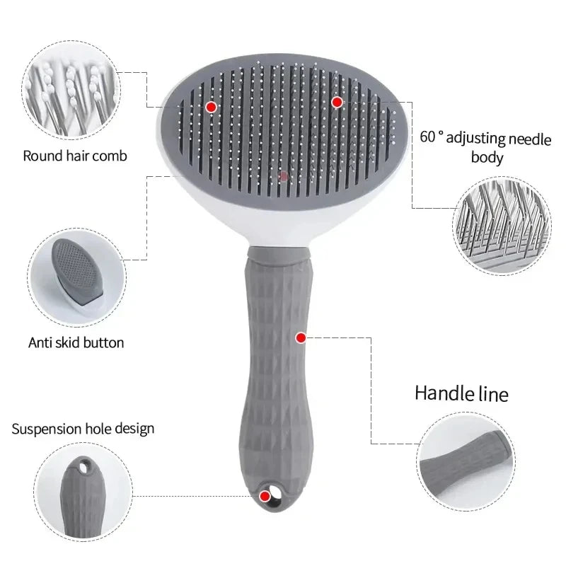 Self Cleaning Pet Hair Remover Brush, Dog & Cat Dematting Comb Grooming Tool