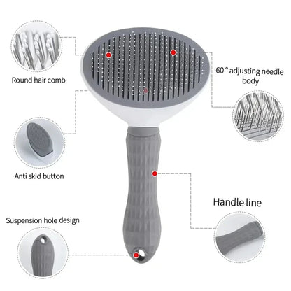 Self Cleaning Pet Hair Remover Brush, Dog & Cat Dematting Comb Grooming Tool
