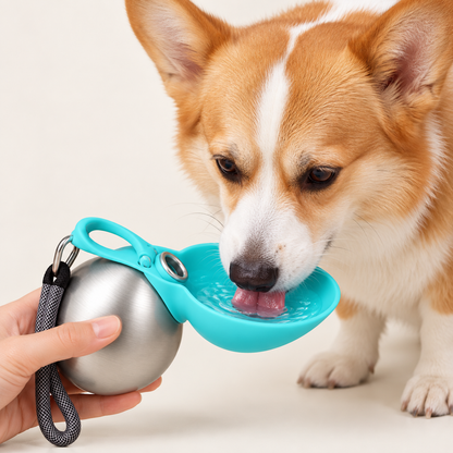 Portable Dog Water Bottle – Leak-Proof Stainless Steel with Fold-Out Bowl