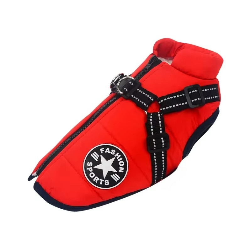 Waterproof Dog Winter Coat with Built-In Harness – Warm & Reflective