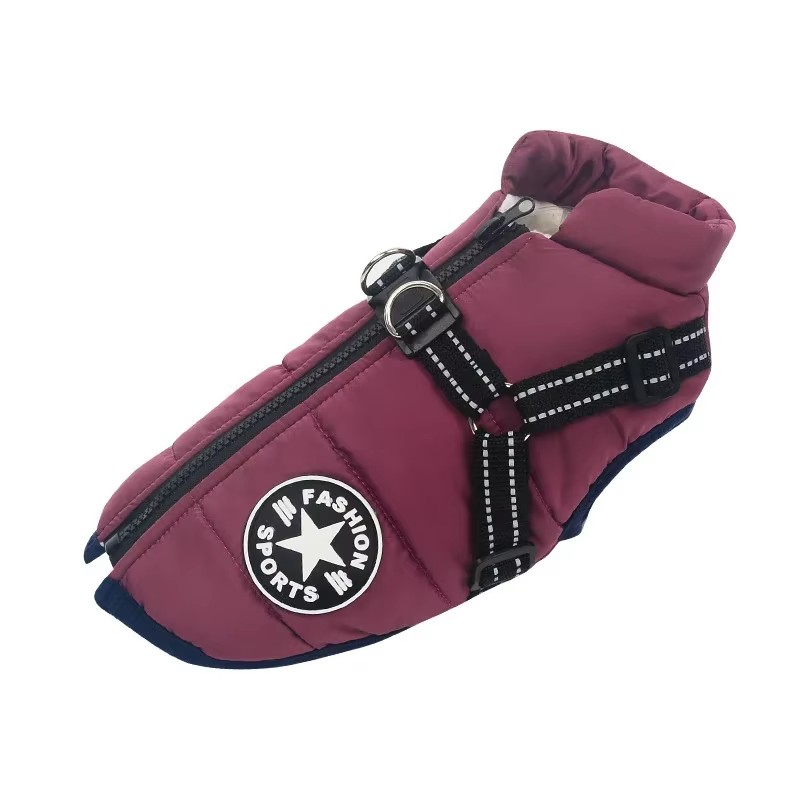 Waterproof Dog Winter Coat with Built-In Harness – Warm & Reflective