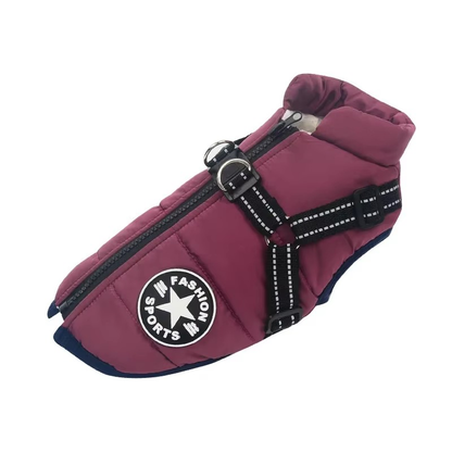Waterproof Dog Winter Coat with Built-In Harness – Warm & Reflective