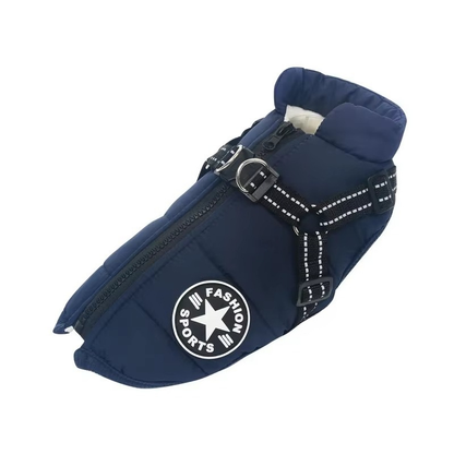Waterproof Dog Winter Coat with Built-In Harness – Warm & Reflective