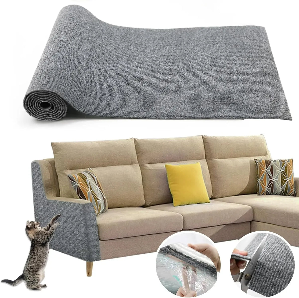 Cat Scratcher Sofa Protector – Self-Adhesive Couch Guard for Cats