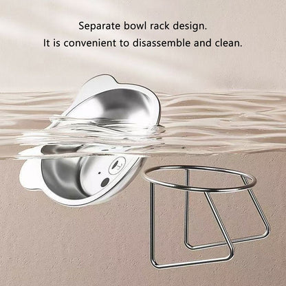 Elevated Stainless Steel Cat Bowl – 15° Tilted Raised Feeder