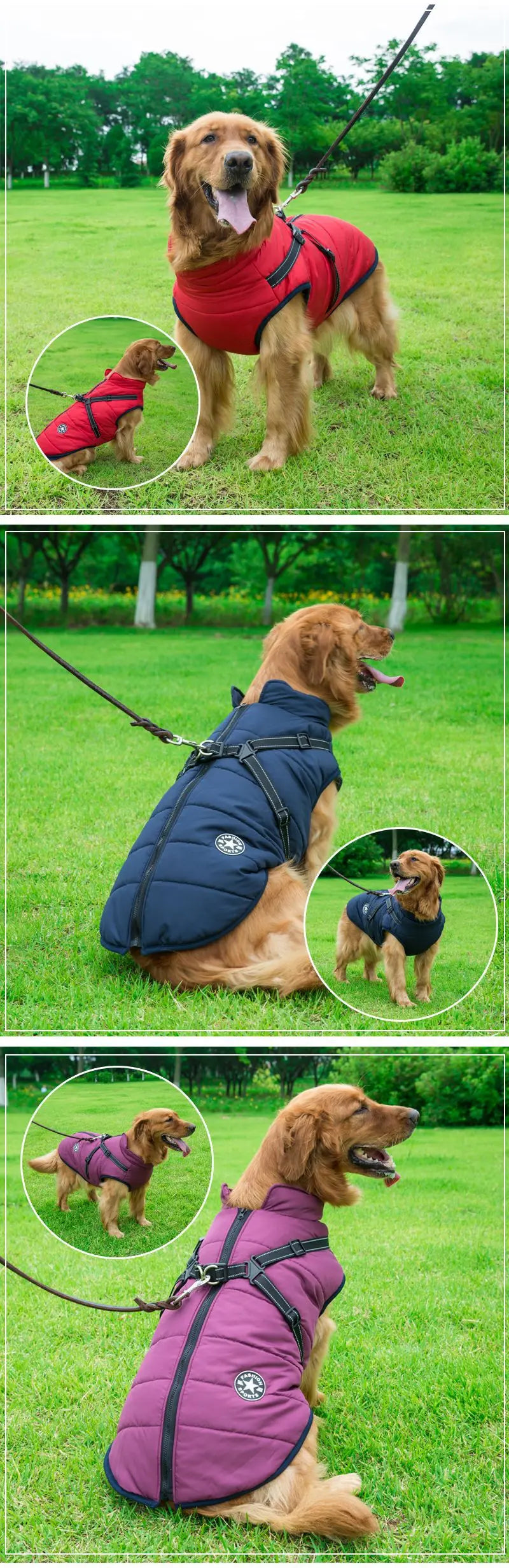 Waterproof Dog Winter Coat with Built-In Harness – Warm & Reflective