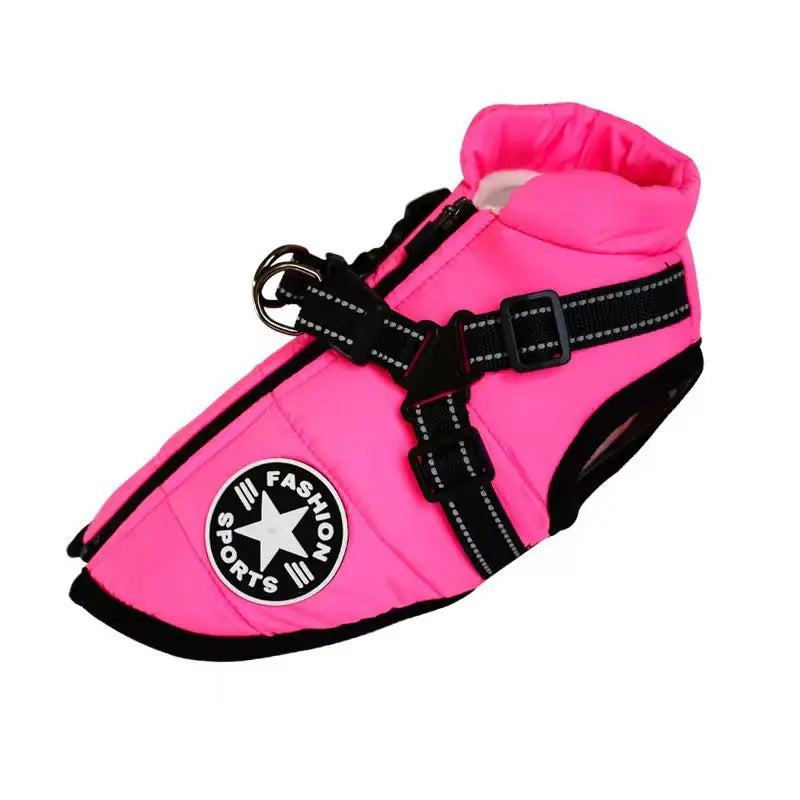 Waterproof Dog Winter Coat with Built-In Harness – Warm & Reflective