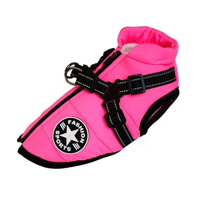 Waterproof Dog Winter Coat with Built-In Harness – Warm & Reflective