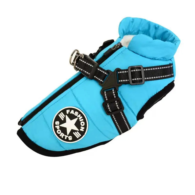 Waterproof Dog Winter Coat with Built-In Harness – Warm & Reflective