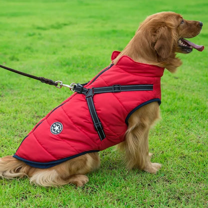 Waterproof Dog Winter Coat with Built-In Harness – Warm & Reflective