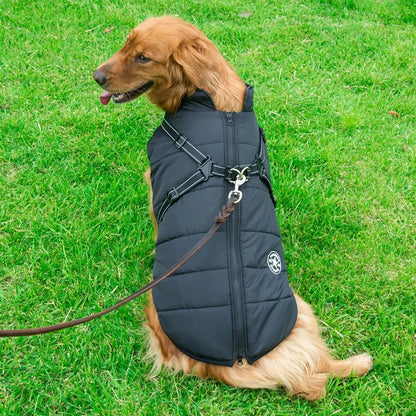 Waterproof Dog Winter Coat with Built-In Harness – Warm & Reflective