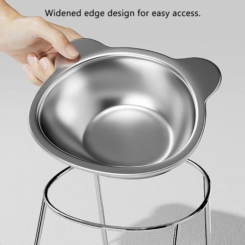 Elevated Stainless Steel Cat Bowl – 15° Tilted Raised Feeder