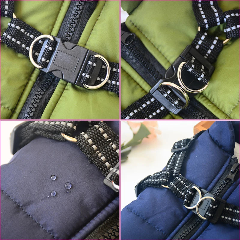 Waterproof Dog Winter Coat with Built-In Harness – Warm & Reflective