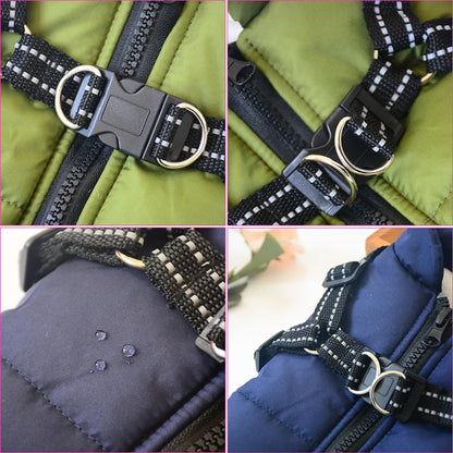 Waterproof Dog Winter Coat with Built-In Harness – Warm & Reflective