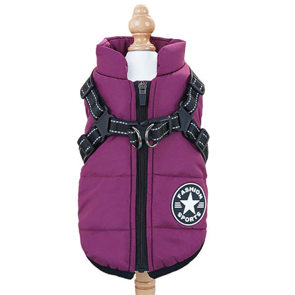 Waterproof Dog Winter Coat with Built-In Harness – Warm & Reflective