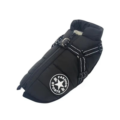 Waterproof Dog Winter Coat with Built-In Harness – Warm & Reflective