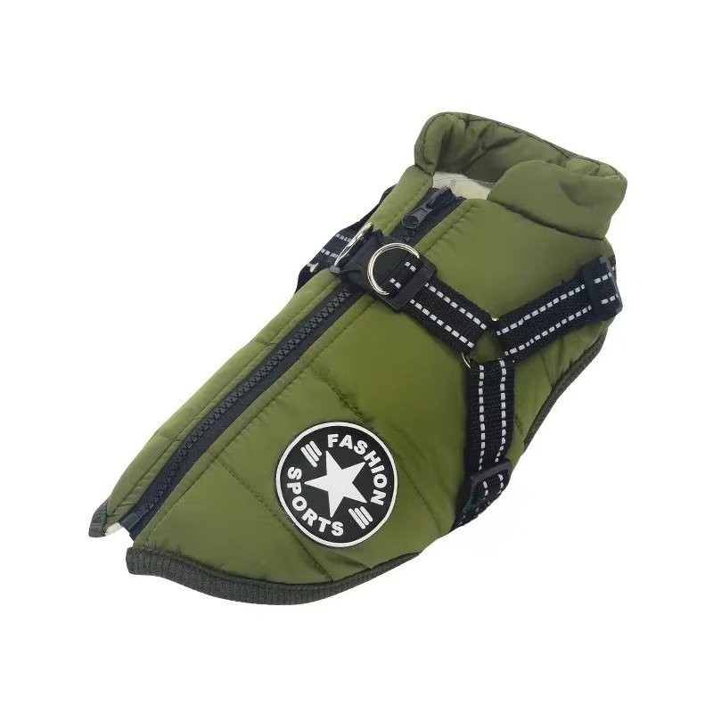 Waterproof Dog Winter Coat with Built-In Harness – Warm & Reflective