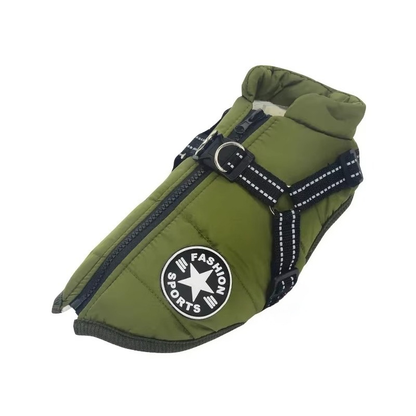 Waterproof Dog Winter Coat with Built-In Harness – Warm & Reflective