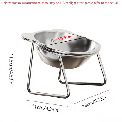 Elevated Stainless Steel Cat Bowl – 15° Tilted Raised Feeder